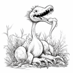 Peaceful Therizinosaurus Eating Plants Coloring Pages 2