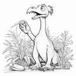 Peaceful Therizinosaurus Eating Plants Coloring Pages 3