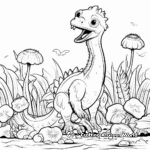 Peaceful Therizinosaurus Eating Plants Coloring Pages 4
