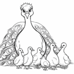 Peacock and Pea-chicks Family Coloring Pages 1