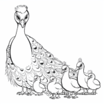 Peacock and Pea-chicks Family Coloring Pages 4