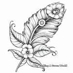 Peacock Feather with Flowers: Botanical Coloring Pages 2