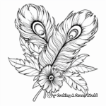 Peacock Feather with Flowers: Botanical Coloring Pages 3