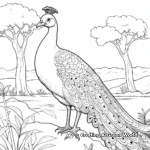 Peacock in Nature Setting Coloring Pages 2