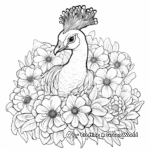 Peacock with Floral Accent Coloring Pages 4