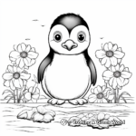 Penguin with Arctic Poppies Coloring Pages 1