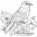 Peony and Bird Coloring Pages 4