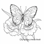 Peony and Butterfly Coloring Pages 1