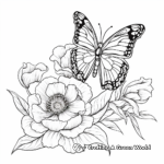 Peony and Butterfly Coloring Pages 2