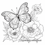 Peony and Butterfly Coloring Pages 3