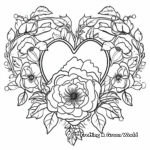 Peony and Heart Garlands Coloring Pages 1