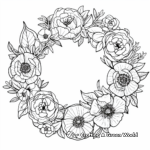 Peony Flower Wreath Coloring Pages for Adults 1