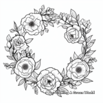 Peony Flower Wreath Coloring Pages for Adults 2