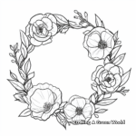 Peony Flower Wreath Coloring Pages for Adults 4