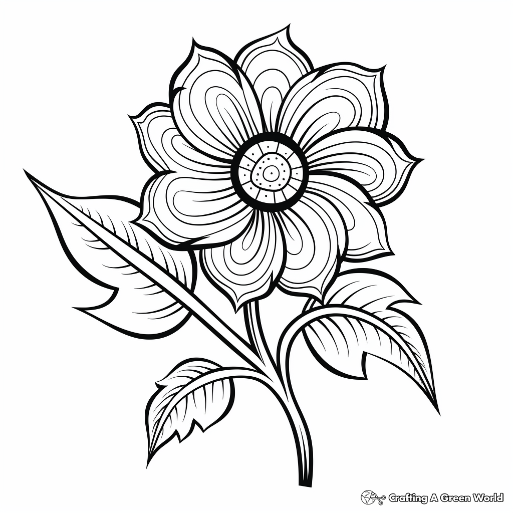 Peppermint Flower Coloring Pages for Adults 1