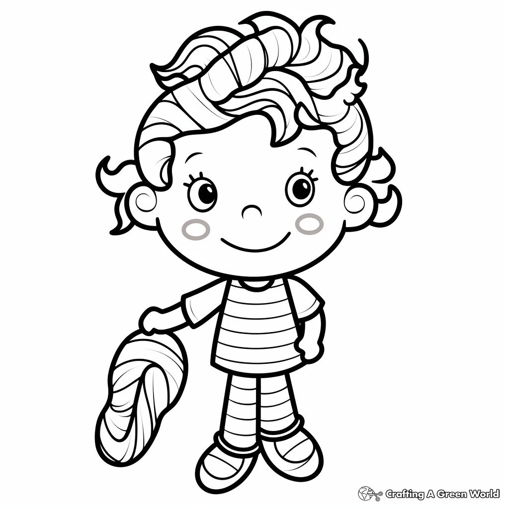 Peppermint Stick Coloring Pages for Children 2