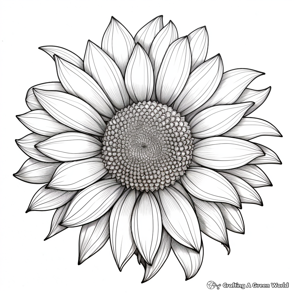 Photo-realistic Sunflower Anatomy Coloring Pages 1