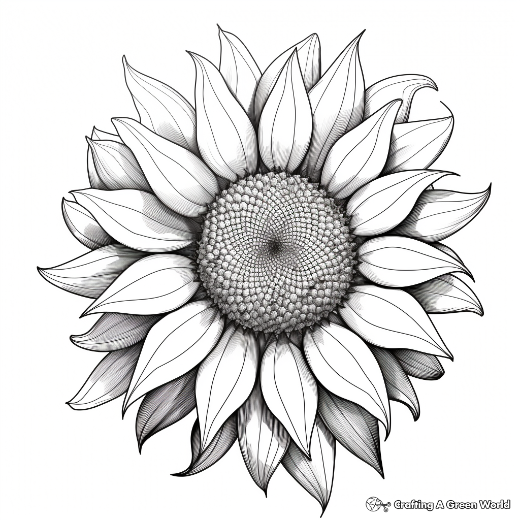 Photo-realistic Sunflower Anatomy Coloring Pages 2