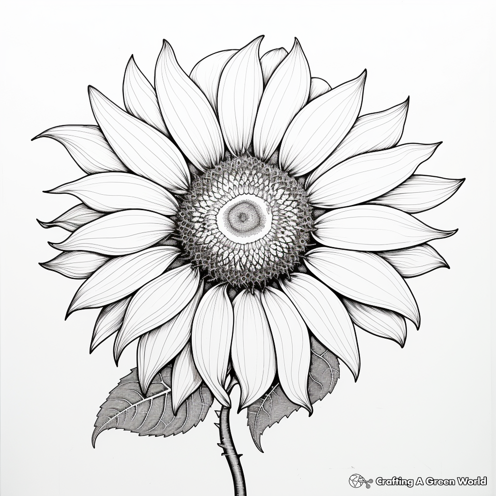 Photo-realistic Sunflower Anatomy Coloring Pages 4