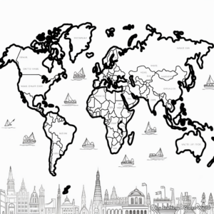 Physical World Map Coloring Pages 2