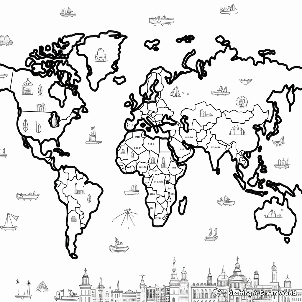 Physical World Map Coloring Pages 3