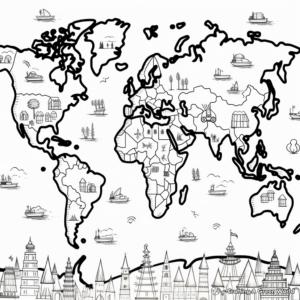 Physical World Map Coloring Pages 4
