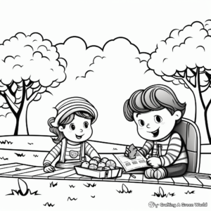 Picnic in the Park Spring Coloring Pages 1