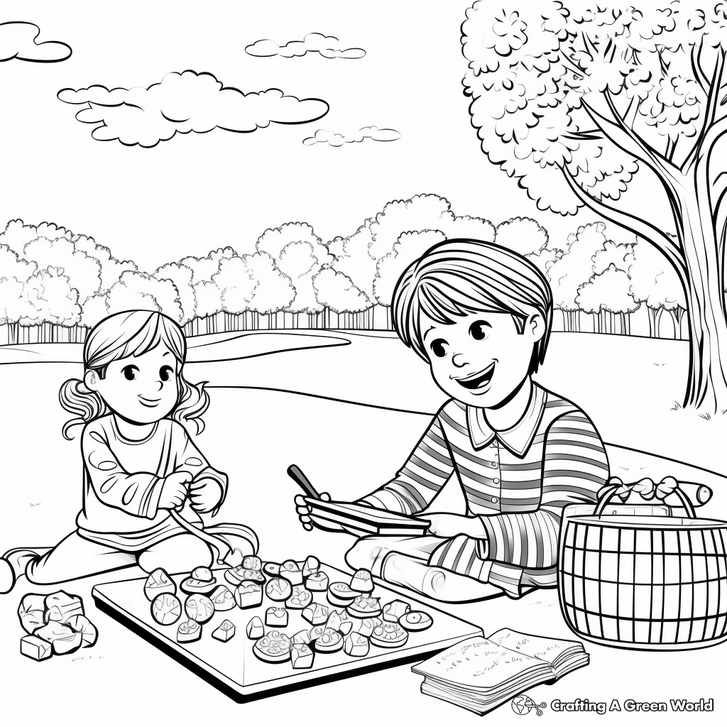 Picnic in the Park Spring Coloring Pages 1