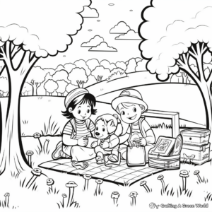 Picnic in the Park Spring Coloring Pages 2