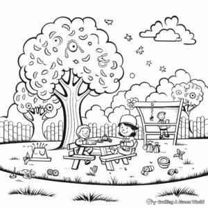 Picnic in The Park Spring Coloring Pages 4