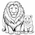 Pictorial Lion Family Coloring Pages 4