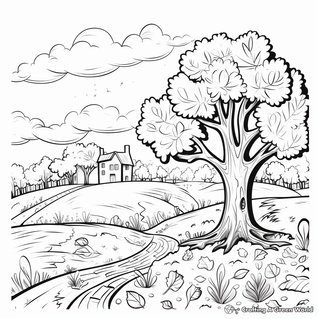 Picturesque Fall Leaves Coloring Pages 4
