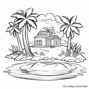Picturesque Tropical Island Coloring Pages 4