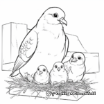 Pigeon Family Coloring Pages: Male, Female, and Chicks 2
