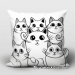 Pillow Cat Family: Mother, Father, and Kittens Coloring Pages 1