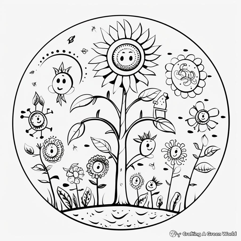 Plant Life Cycle Coloring Pages for Kids 1