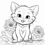 Playful Cats and Sunflower Coloring Pages 2