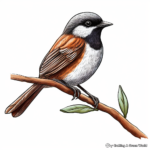 Playful Chestnut-Backed Chickadee Coloring Pages for Kids 2