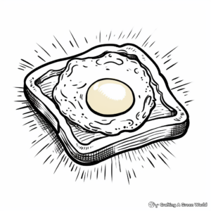Playful Fried Egg and Toast Coloring Pages 1