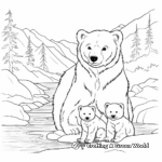Playful Mama & Baby Bear in River Coloring Pages 2