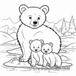 Playful Mama & Baby Bear in River Coloring Pages 3