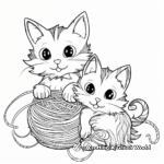 Playful Rainbow Kittens Playing with Yarn Coloring Pages 2