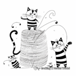 Playful Striped Cats with Yarn Coloring Pages 2