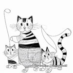 Playful Striped Cats with Yarn Coloring Pages 3