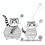 Playful Striped Cats with Yarn Coloring Pages 4