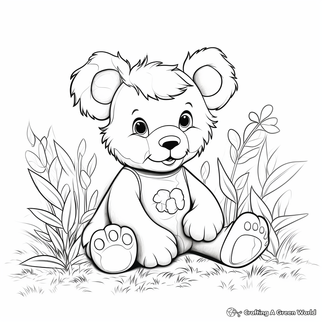 Playful Teddy Bear in the Park Coloring Pages 1