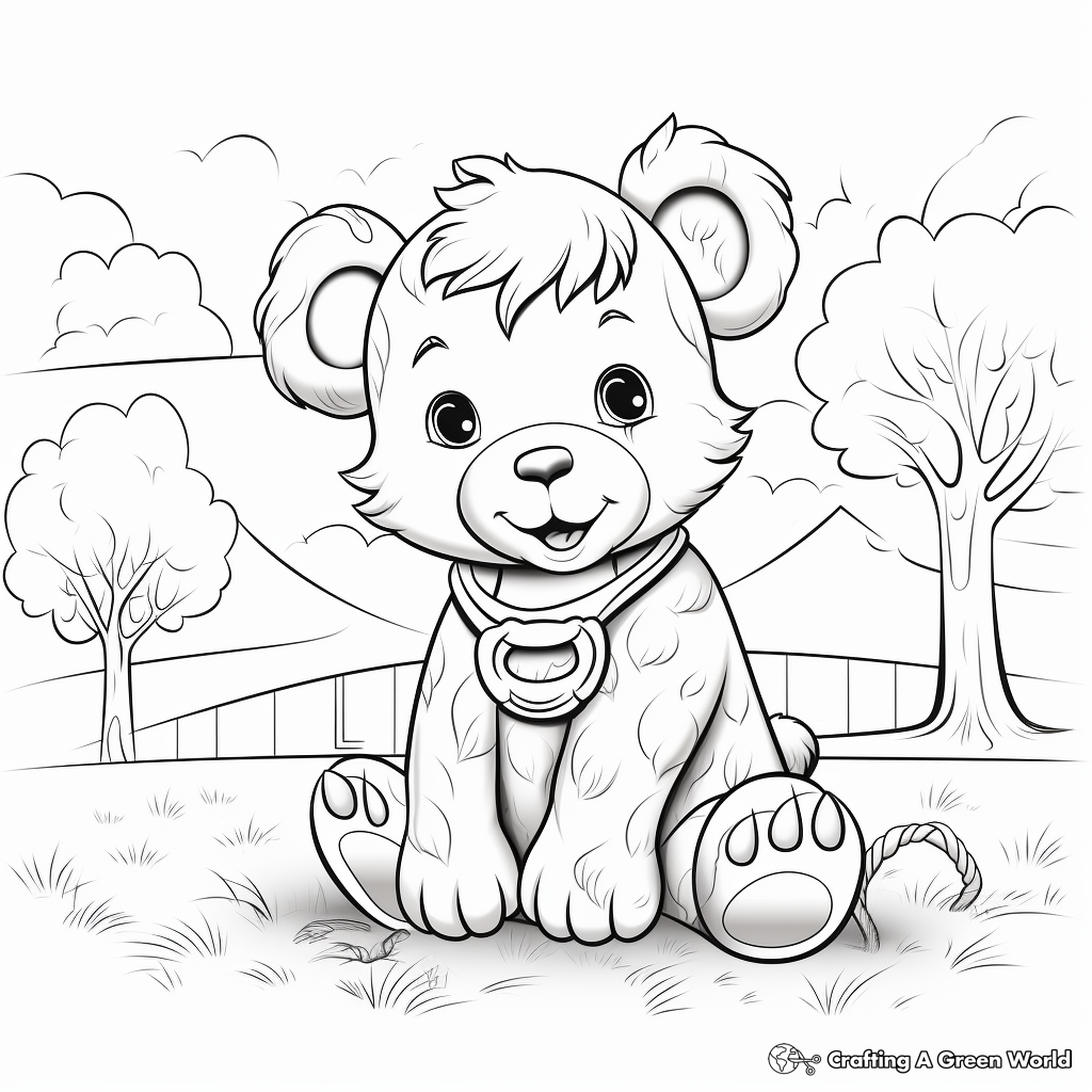 Playful Teddy Bear in the Park Coloring Pages 2