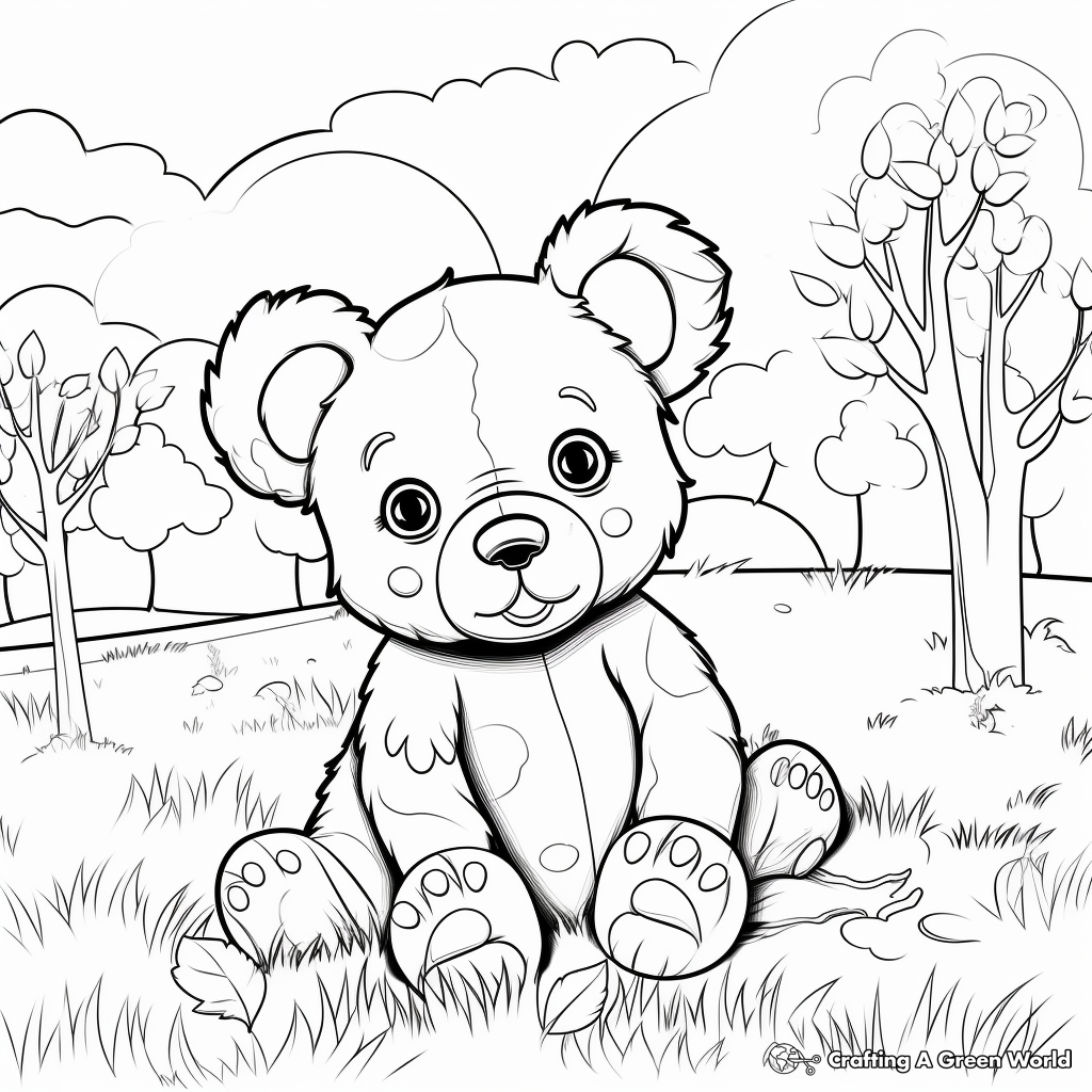 Playful Teddy Bear in the Park Coloring Pages 4