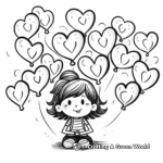 Playful 'Thinking of You' Floating Hearts Coloring Sheets 1