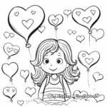 Playful 'Thinking of You' Floating Hearts Coloring Sheets 4